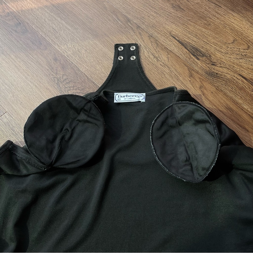 Burberry Burberrys vintage logo bodysuit short sleeve black Ribbed Sz 48 - Picture 12 of 13